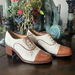 The Office of Angela Scott Ms. Maisel Linen/Brown Leather Size 37/US